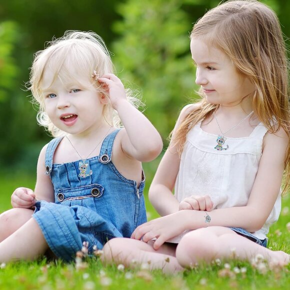 Women's Cat Rainbow 2 Sets Lovely Rhinestone Pendant Crystal Bracelet Necklace - Picture 2 of 5